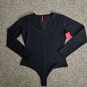 SPANX Black Long Sleeve V-Neck‎ Bodysuit Size XL NWT